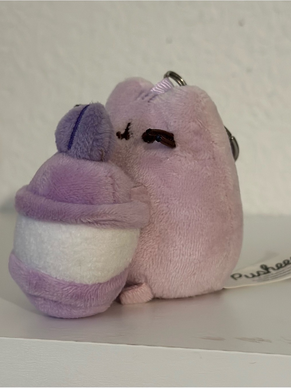 Pusheen Light Purple Plush Keychain with Dessert